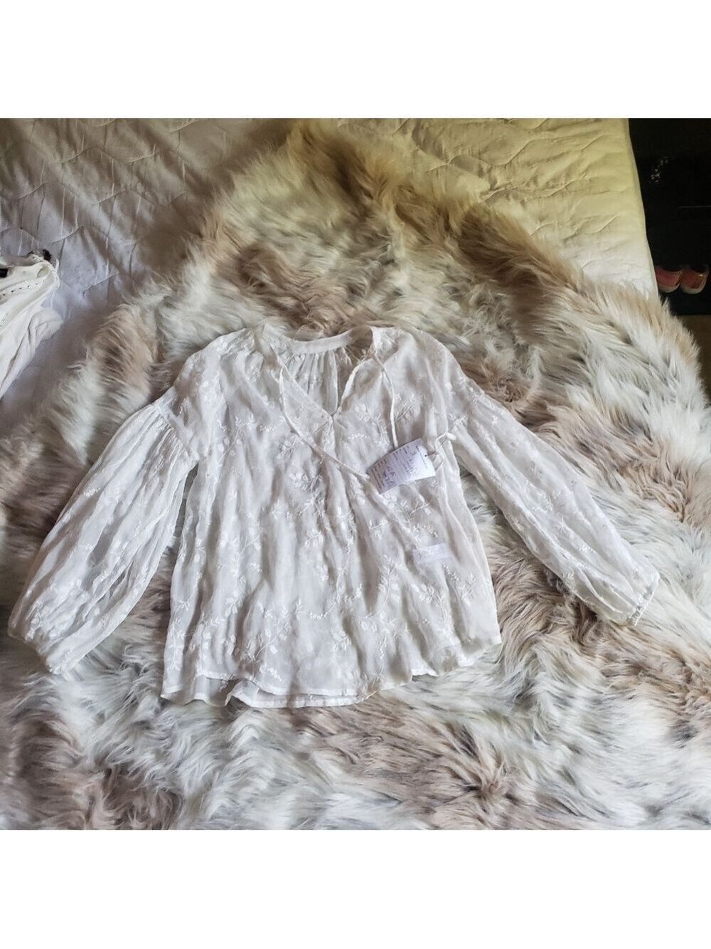 Bishop + Young Sheer Embroidered Blouse